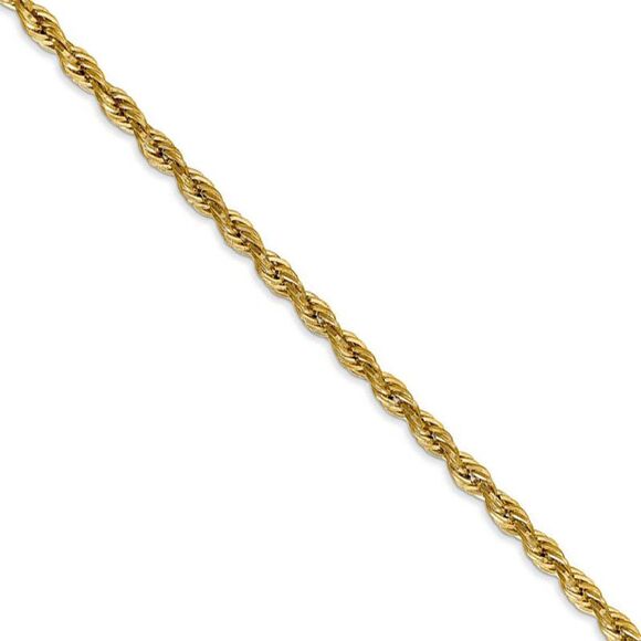 3mm 14k Yellow Gold Hollow Rope Chain Necklace 16 Inch